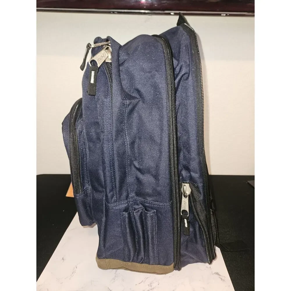 NWT! Compass USA expandable backpack in navy blue and brown 18x12x9